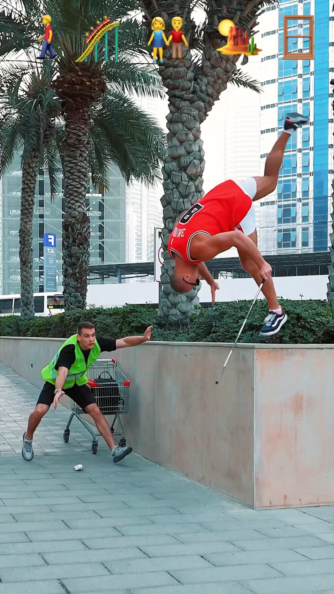 Stunts with Emojis pt.73??#kiryakolesnikov #prank #funny #comedy #stunt #parkour #flip