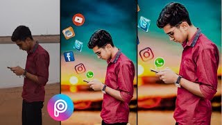 Latest Instagram Viral Photo Editing | Flying Social Media Icon Manipulation Edit In Picsart App screenshot 5