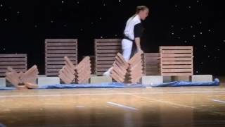 Female record holder kirby DeLaunay breaks 69 bricks