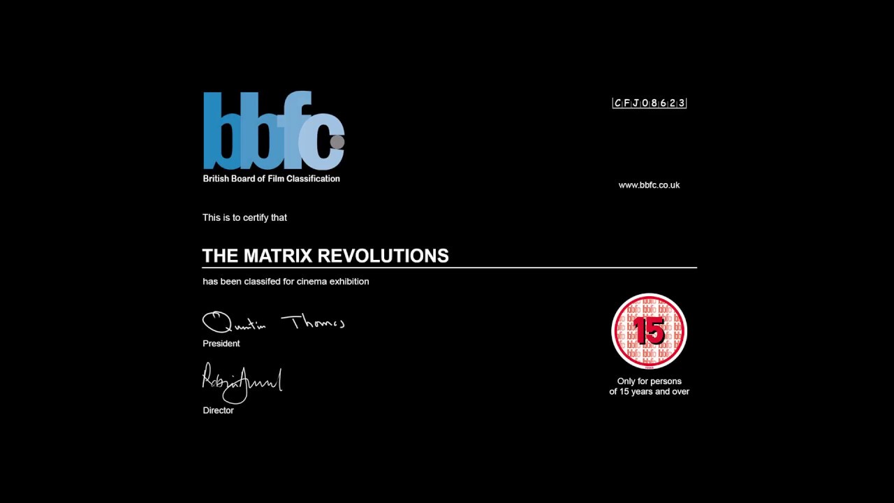 The Matrix Revolutions - BBFC Black Card