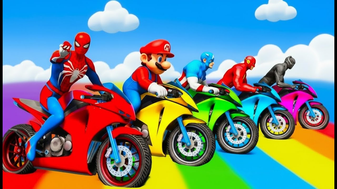 Spider-Man vs Tung Tung Tung Sahur on Motorcycle 🌈 Rainbow Spider Bridge | GTA Multiverse