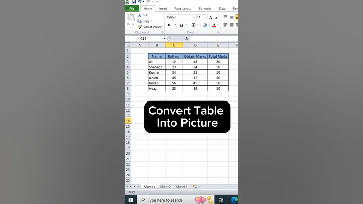 Excel Table Convert Into Picture | TrickoWorld