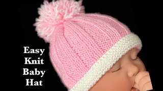 EASY Knit baby hat for Beginners 0-6M, Crochet for Baby