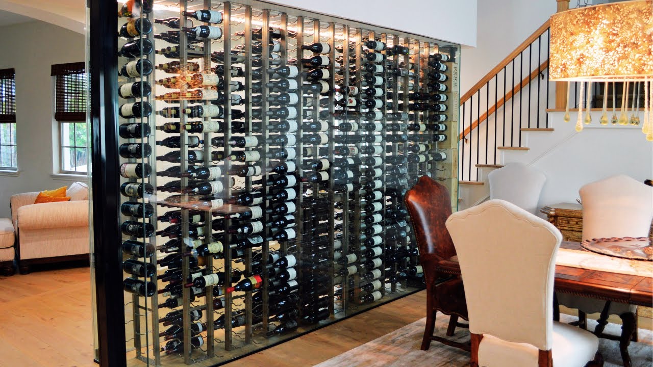 Glamorous Glass Residential Wine Cellars in a Dining Area!