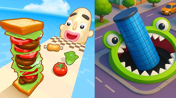 Sandwich Runner VS Hole.io - MAX LEVEL Gameplay Walkthrough (Android,iOS) NEW UPDATE