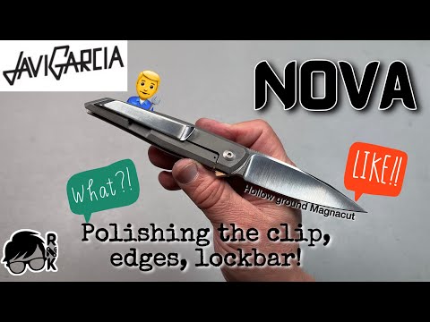 Making my Javi Garcia hollow ground Magnacut Nova knife more Rob ergo friendly… such a great knife!