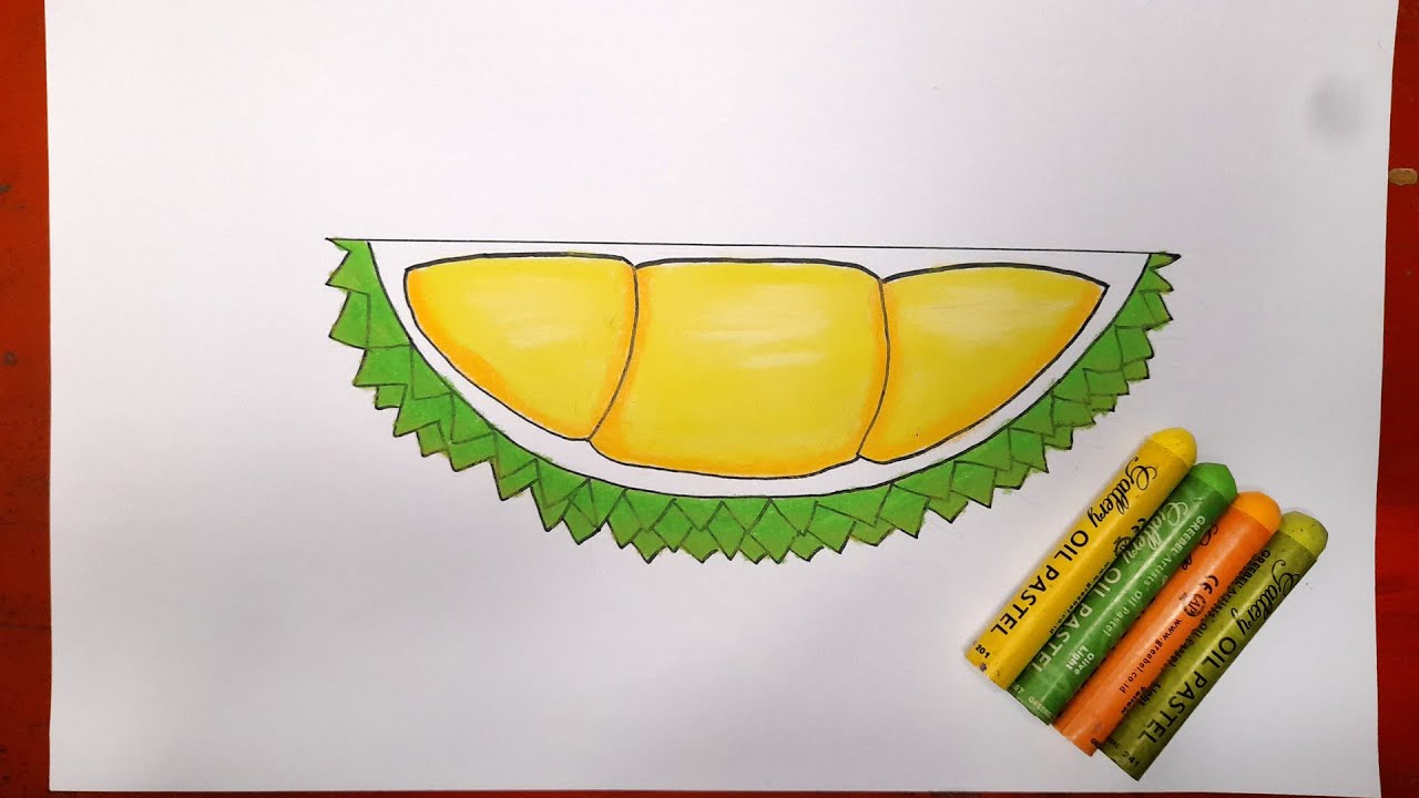Tutorial Menggambar Buah Durian Dengan Oil Pastel