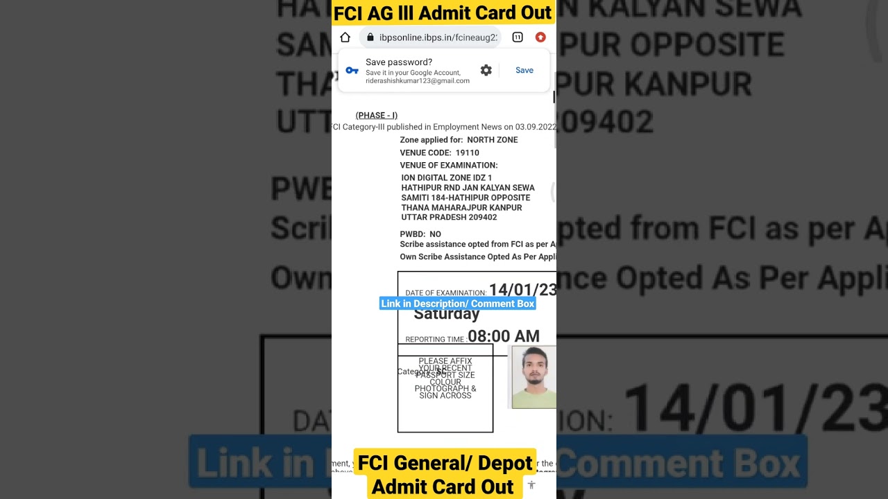 FCI AG lll Admit Card Out🤫! Link in Descriotion 