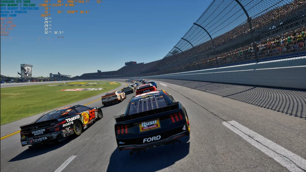 Nascar 25 8K MSI Vanguard RTX 5090 AMD Ryzen 9 9950X3D Тест производительности