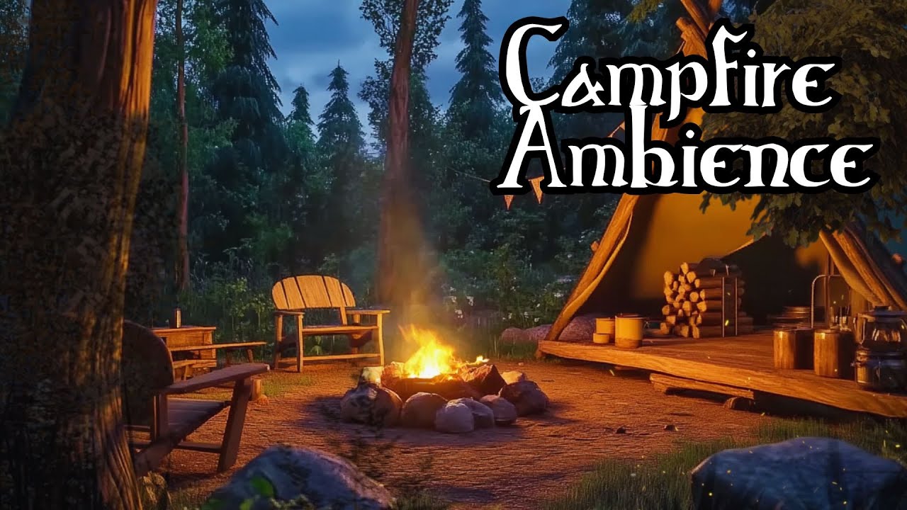 🦗 Cozy Ambience: Summer Night Campfire & Crickets Chirping | Nature Sounds for Stress Relief