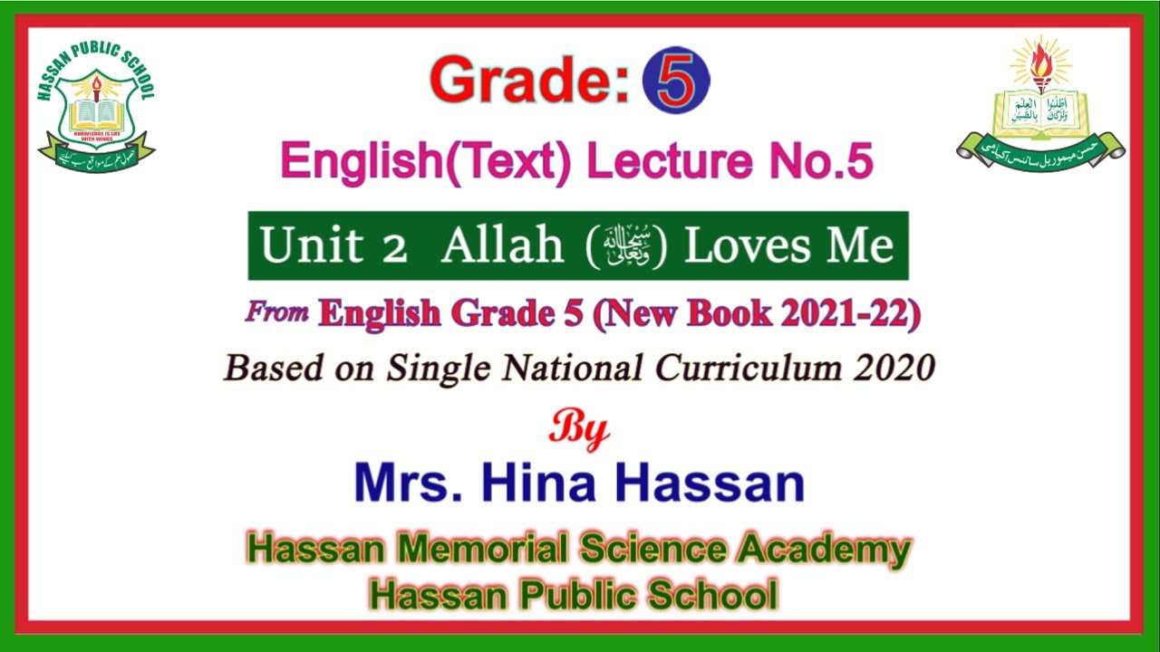 English (Text) Lecture # 5 for Class 'Five' [New Book] - YouTube