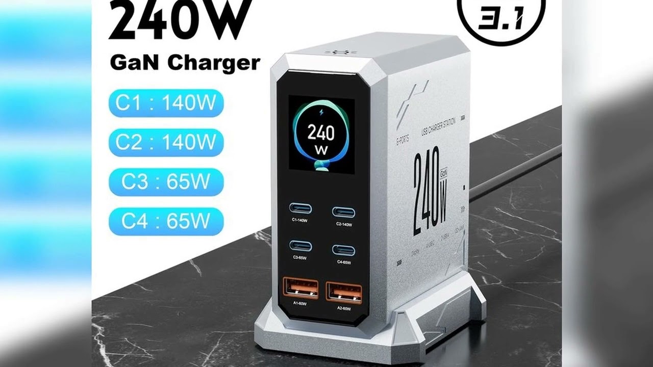 A must-have product! 240W GaN Charger PD3.1 140W USB Type C 6 Ports PPS PD Desktop Fast Charging S