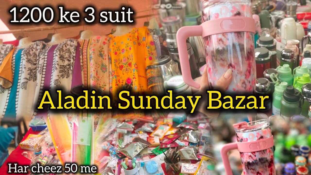 1200 ke 3 suit All items sirf 50 me || found Pinterest in Sunday Bazar Karachi 
