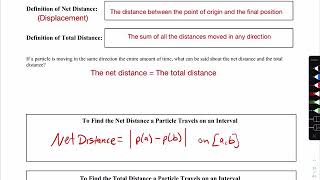 AP Calculus AB Notes 5.5 Net vs Total Distance (2/3)