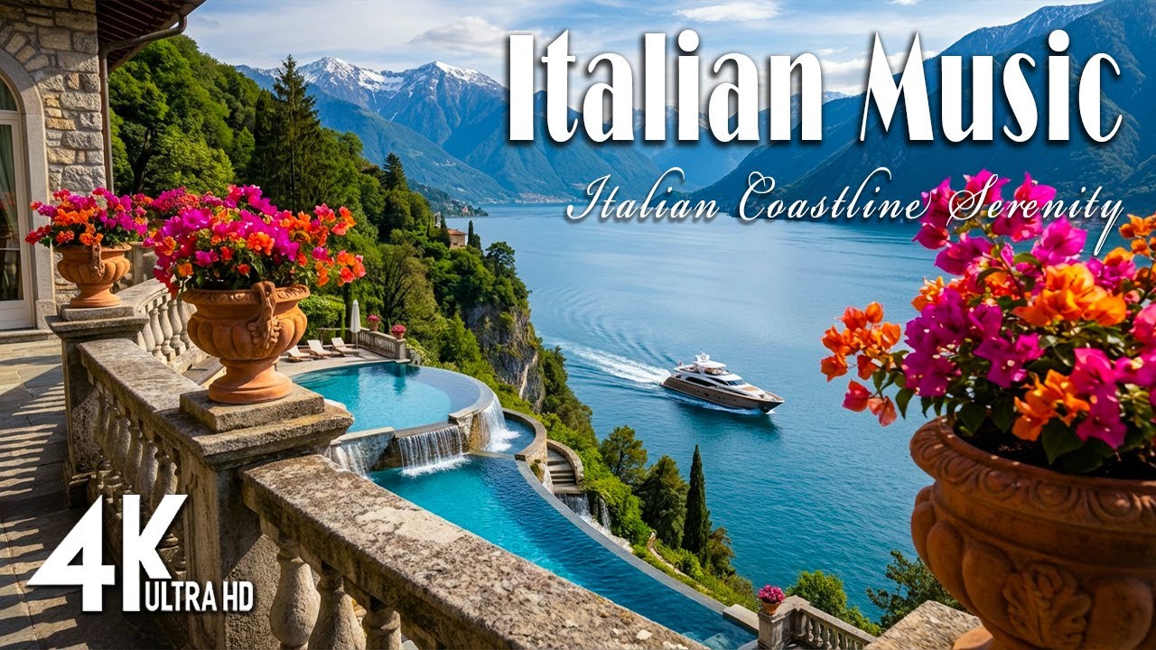 🎶 Mediterranean Music & Italian Vibes 🎶 Relaxing Amalfi Coast & Lake Como Scenery 4K