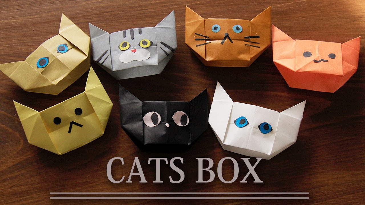 ネコの箱 小物入れ Origami Tutorial Cats Box折り紙の箱 猫バージョン Youtube