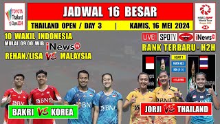 Jadwal 16 Besar Thailand Open 2024 Hari Ini ~ JORJI vs THAILAND ~ BAKRI vs KOREA ~ 10 Wakil INA