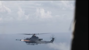 Marine Corps AH-1Z Viper launches an AIM-9 Sidewinder in the Caribbean