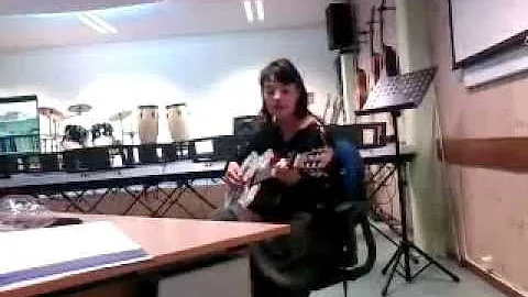 Pauline Kramer is performing her selfmade song ' A...