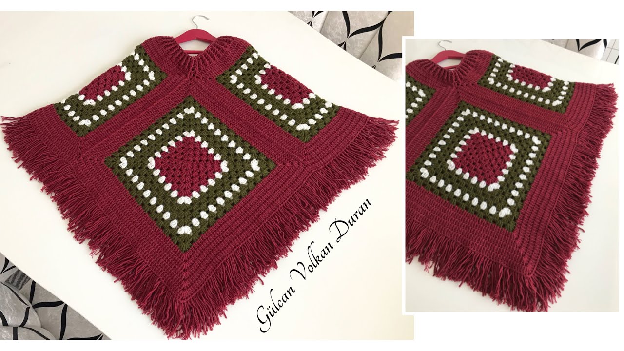 Tığ İşi Motifli Çoookkkk Kolay ve Şık Örgü Panço Yapımı - Part 1