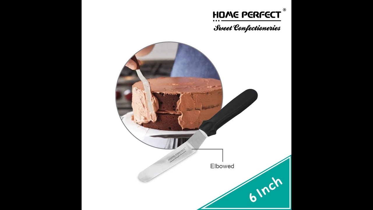 HOME PERFECT Elbowled Spatula With Non-Slip Handle, Icing Paste Spatula, S/S Blade (4/6/8/10")