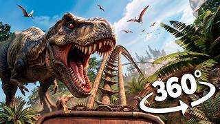 360° Jurassic Roller Coaster: The T-REX Escape  | VR 8k