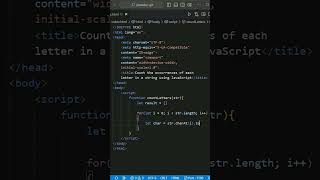 How to create count each letter in a string using JavaScript #javascript #shortsvideo #shorts