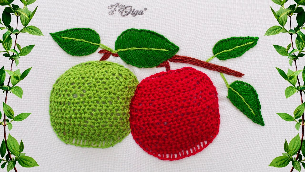 Как вышить яблоки в горельефе - Вышитые вручную фрукты