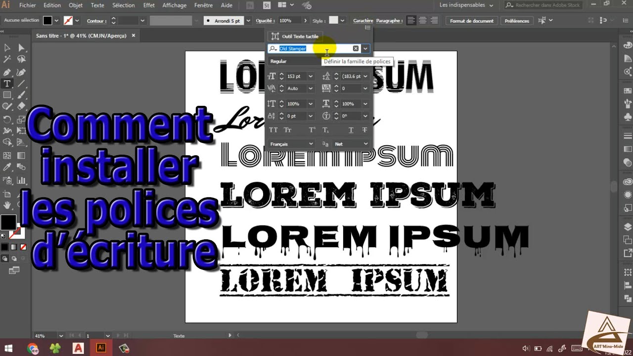 Comment importer une police d'Ã©criture dans Adobe Illustrator - YouTube