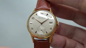 c1957 Movado Calendoplan men's vintage watch with quick set date.