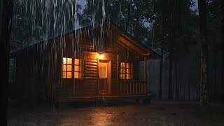 Cabin Rain sound 3 hours 😴 Black Screen for Deep Sleep | Pure White Noise
