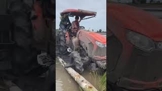 Muddy Field Plowing: Tractor Working in a Rice Paddy with Cage Wheels #shorts