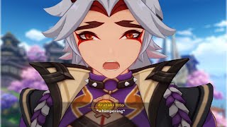 Arataki Itto Cries After We Throw Beans At Him Genshin Impact