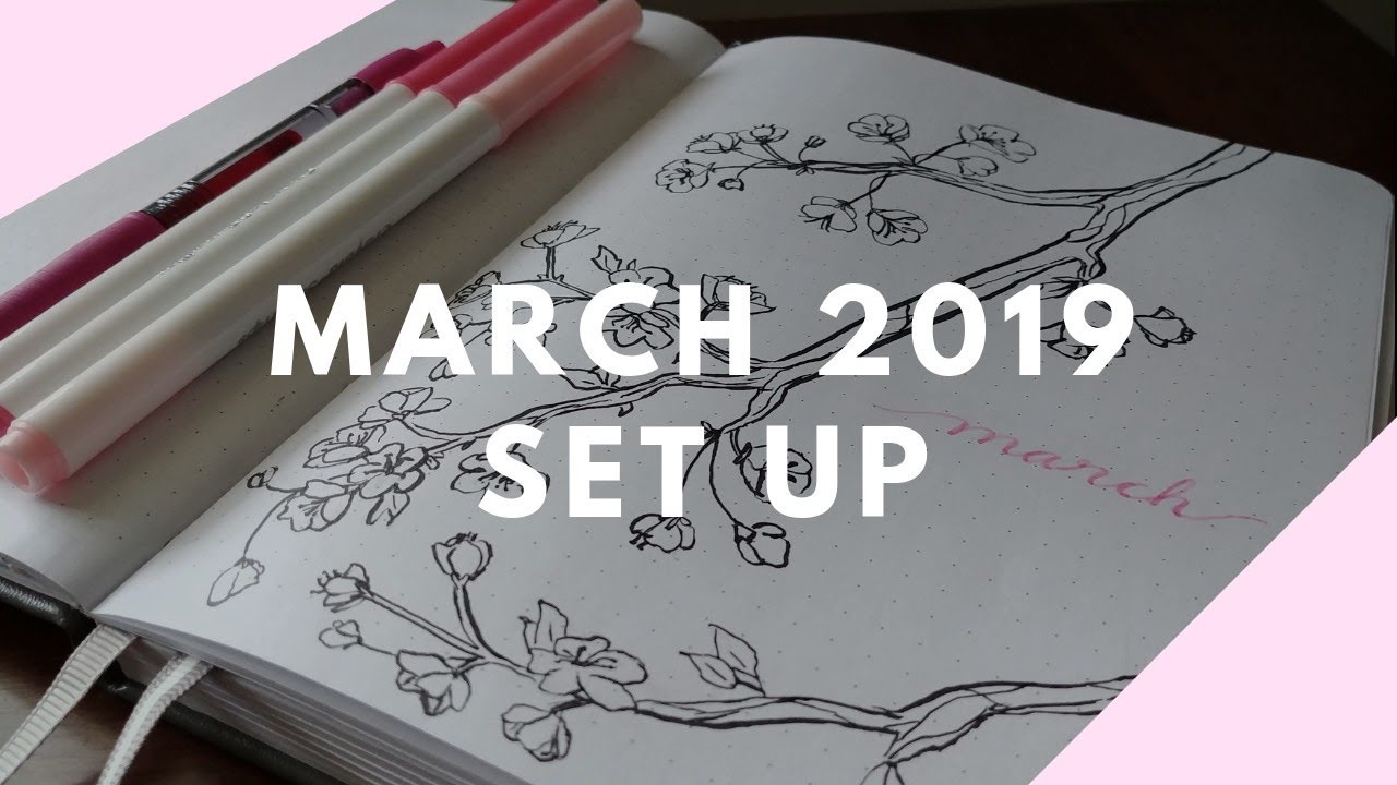 march 2019 bullet journal set up || sakura theme