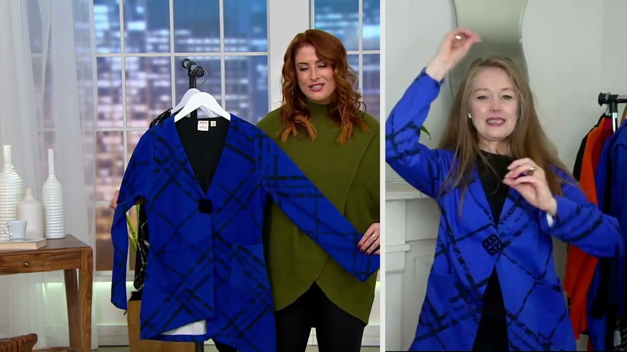 Truth + Style Printed Knit Asymmetrical Button Cardigan on QVC