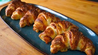 Croissants de Jamón York y Queso  Con Masa de Hojaldre ¡ Super Fácil !