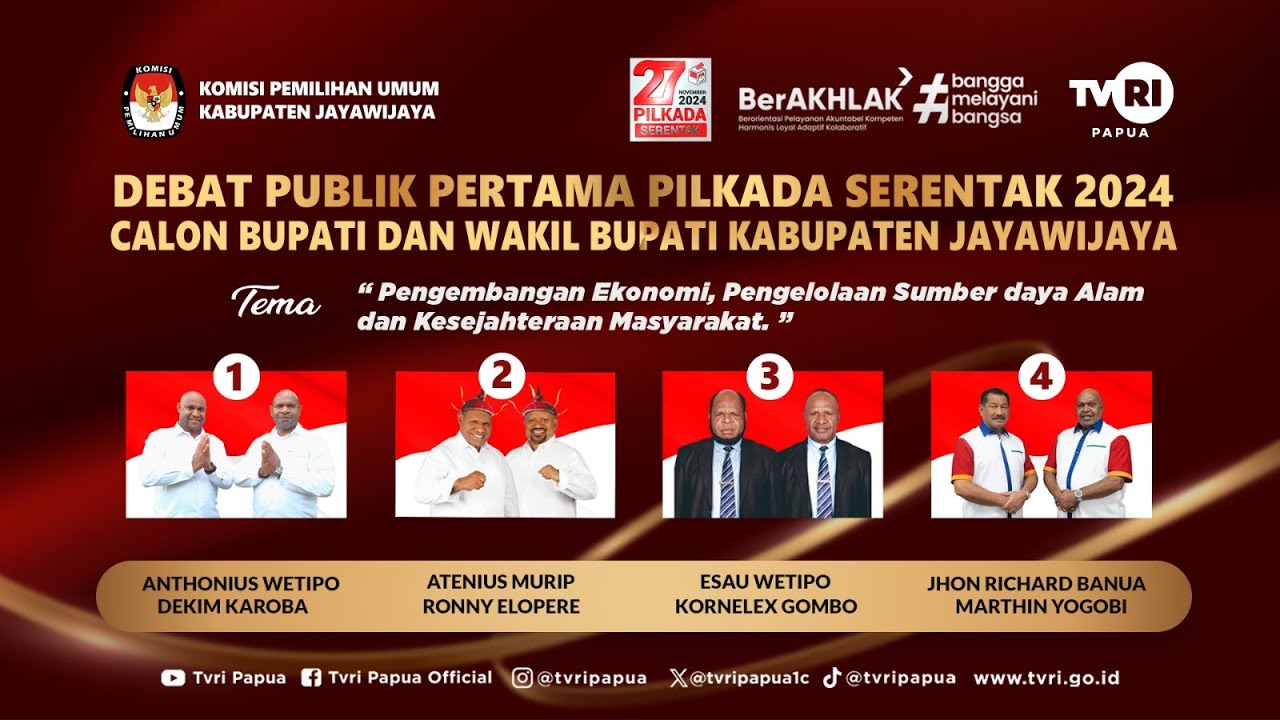 🔴[LANGSUNG] Debat Publik Pertama Pilkada Serentak 2024 Calon Bupati dan Wakil Bupati Jayawijaya