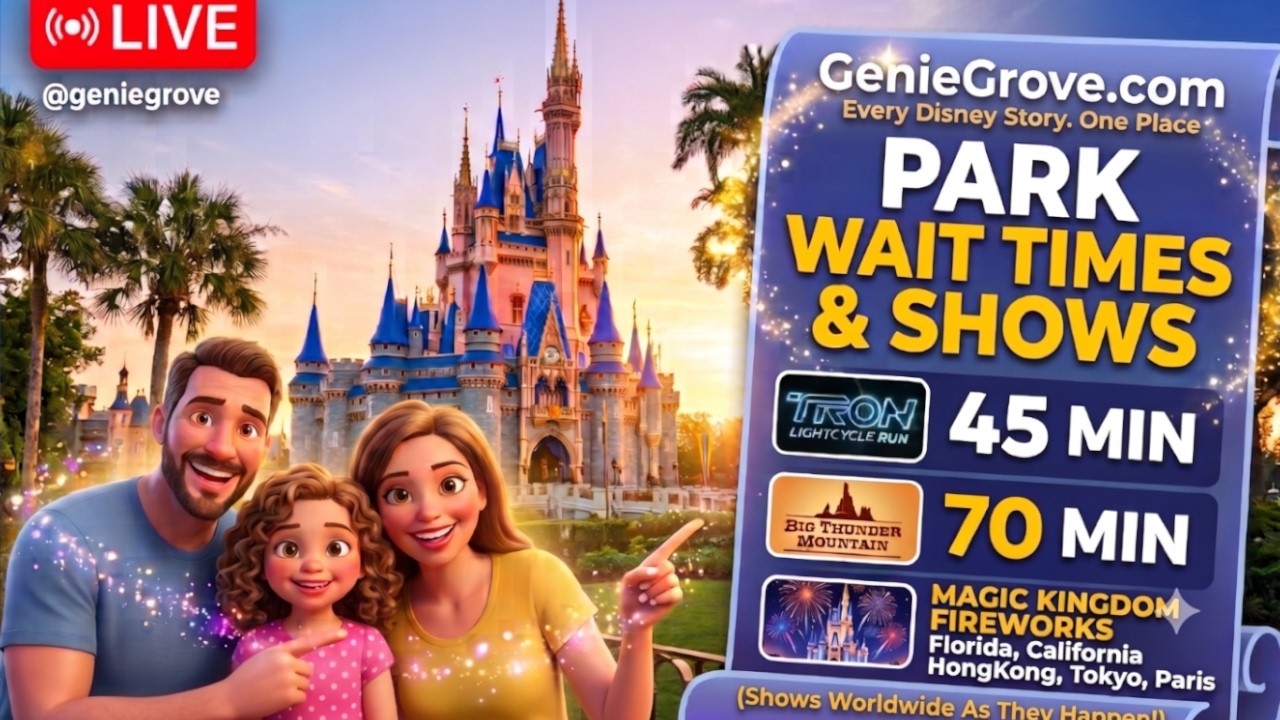 Disney Resort TV – Live Park Wait Times & Shows – GenieGrove.com – Every Disney Story. One Place