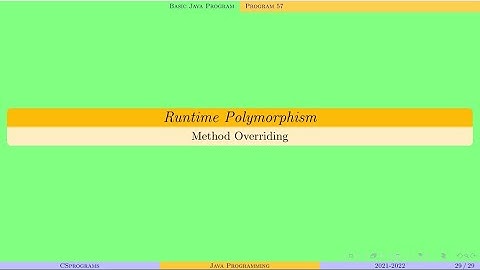 Runtime Polymorphism | Method Overriding in Single Inheritance | Java Programming | Program 57