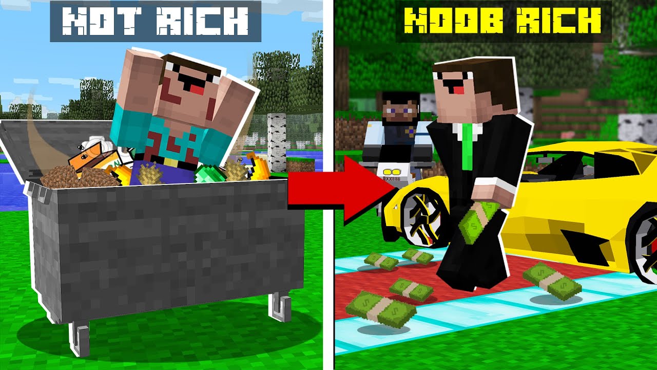 HOW to GET RICH in Minecraft? NOOB BECAME RICHEST MAN! CHALLENGE NOOB vs PRO YouTube