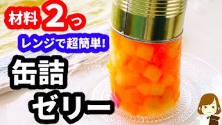 【材料２つ！レンジで超簡単！】夏にめっちゃ食べたくなる『フルーツ缶ゼリー』の作り方Fruit Can Jelly