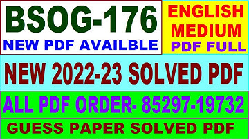 bsog 176 solved assignment 2022-23 / bsog 176 solved assignment in English / ignou bag bsog 176
