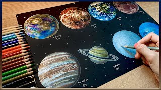 [색연필 드로잉] 태양계 행성 그림 그리기(수금지화목토천해) / Drawing the planets of the Solar System