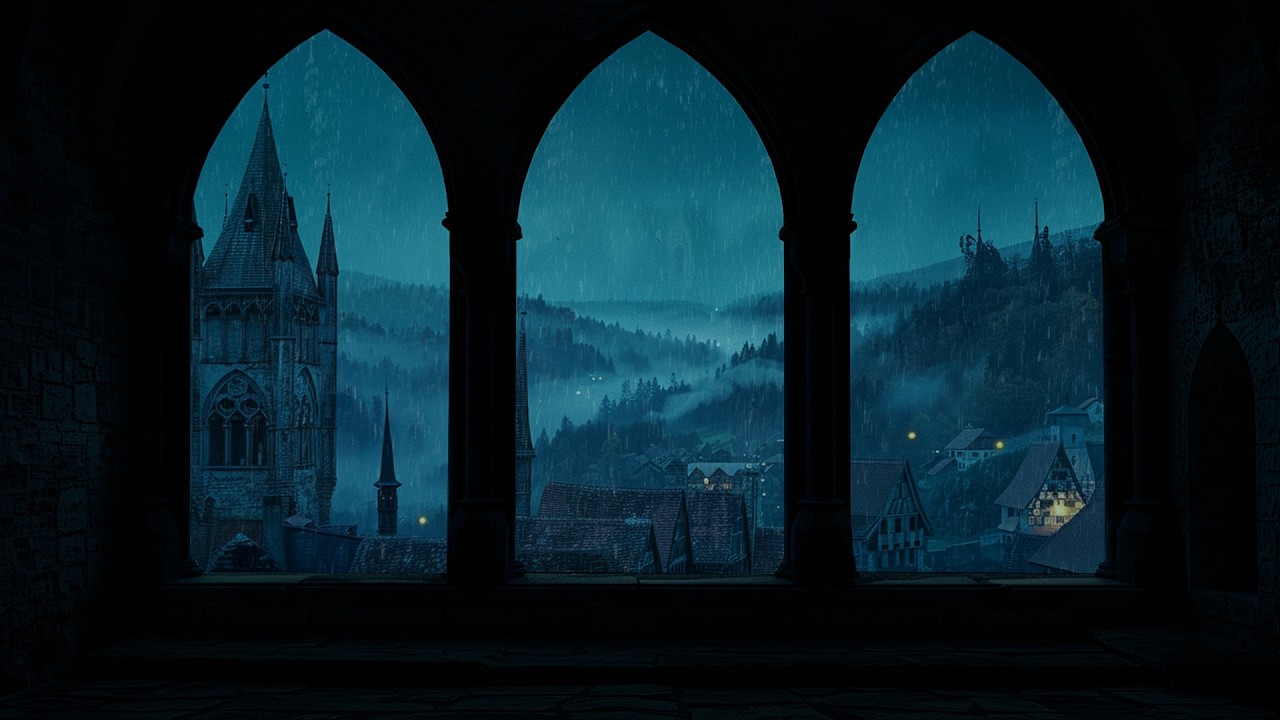 Midnight Castle Rain & Thunder – Peaceful Window Sounds for Deep Sleep & Total Relaxation