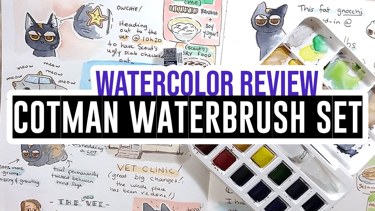 Review & demo - W&N Cotman water brush pen & watercolors set