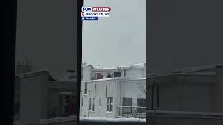 Rooftop Snowball Fight In Brooklyn, New York After Strong Winter Storm Dumps Snow On The Big Apple