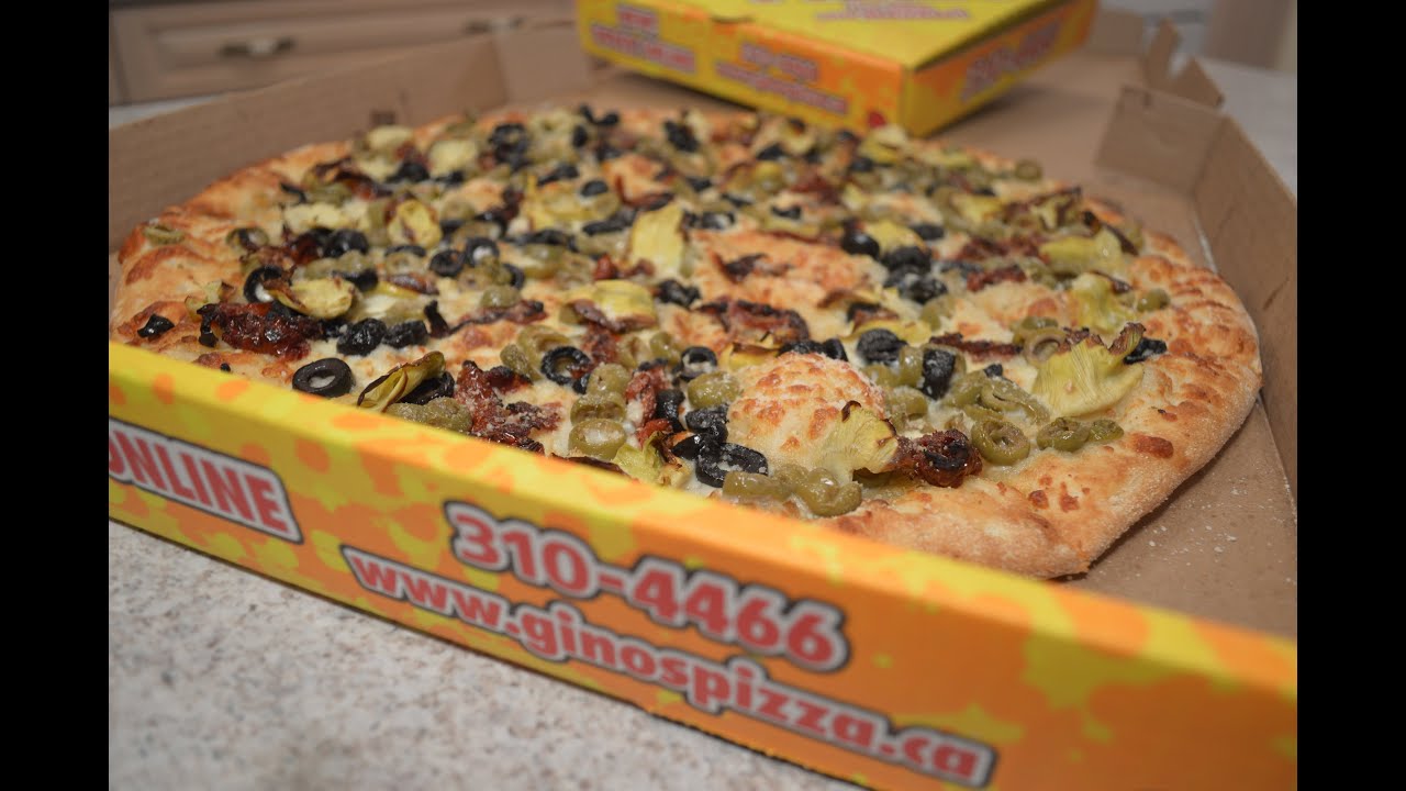 Gino's Pizza - White Pizza with Artichoke Hearts, Sun-Dried Tomatoes, Black & Green Olives