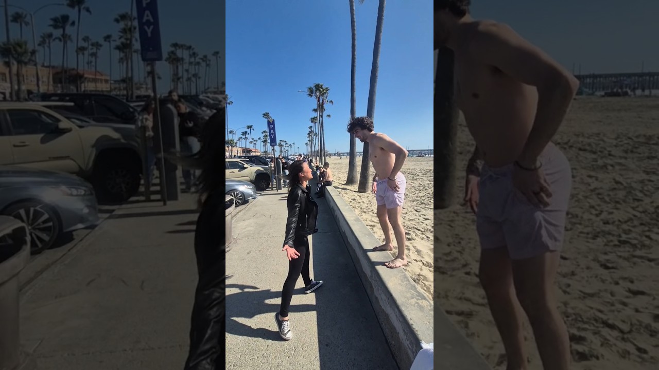Drunk Woman Harasses & Chases guy into Ocean at Newport Beach 