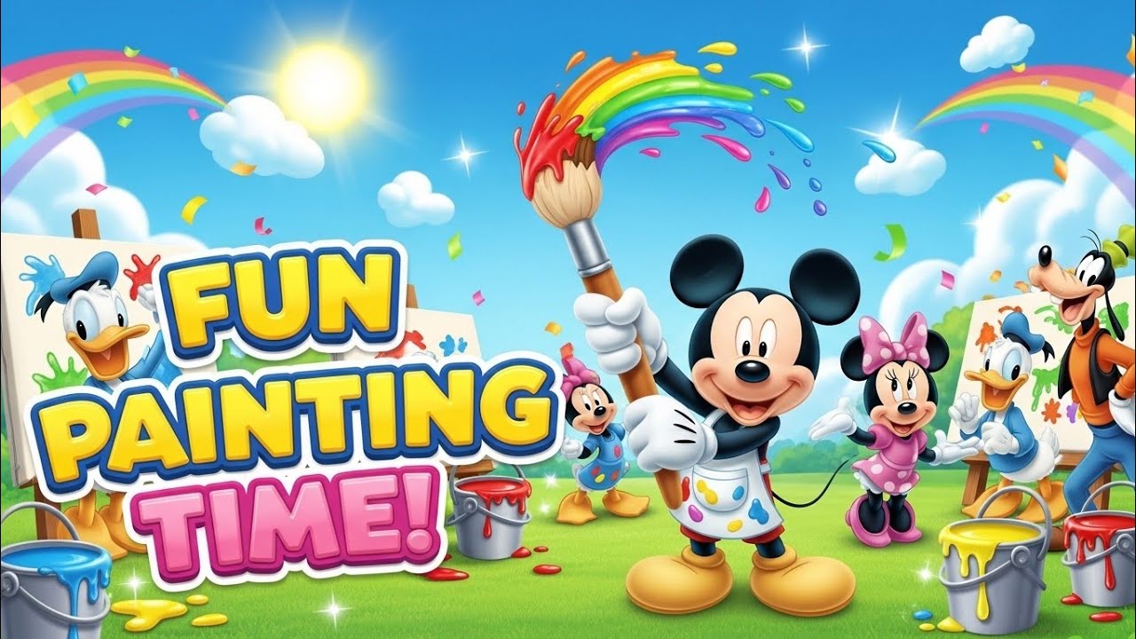 🎨🐭 Mickey Mouse Painting Fun Day with Friends 🌈🖌️