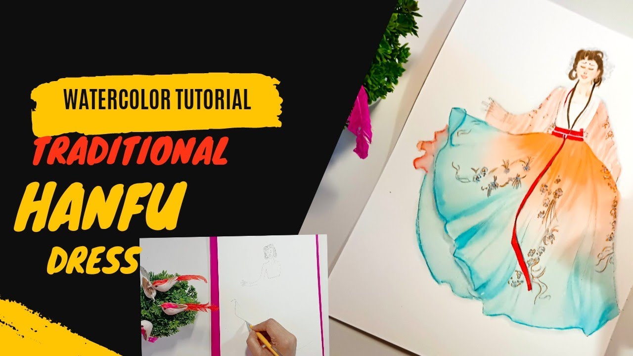 How to draw Flowy Dress Traditional dress Hanfu 💃 Fashion